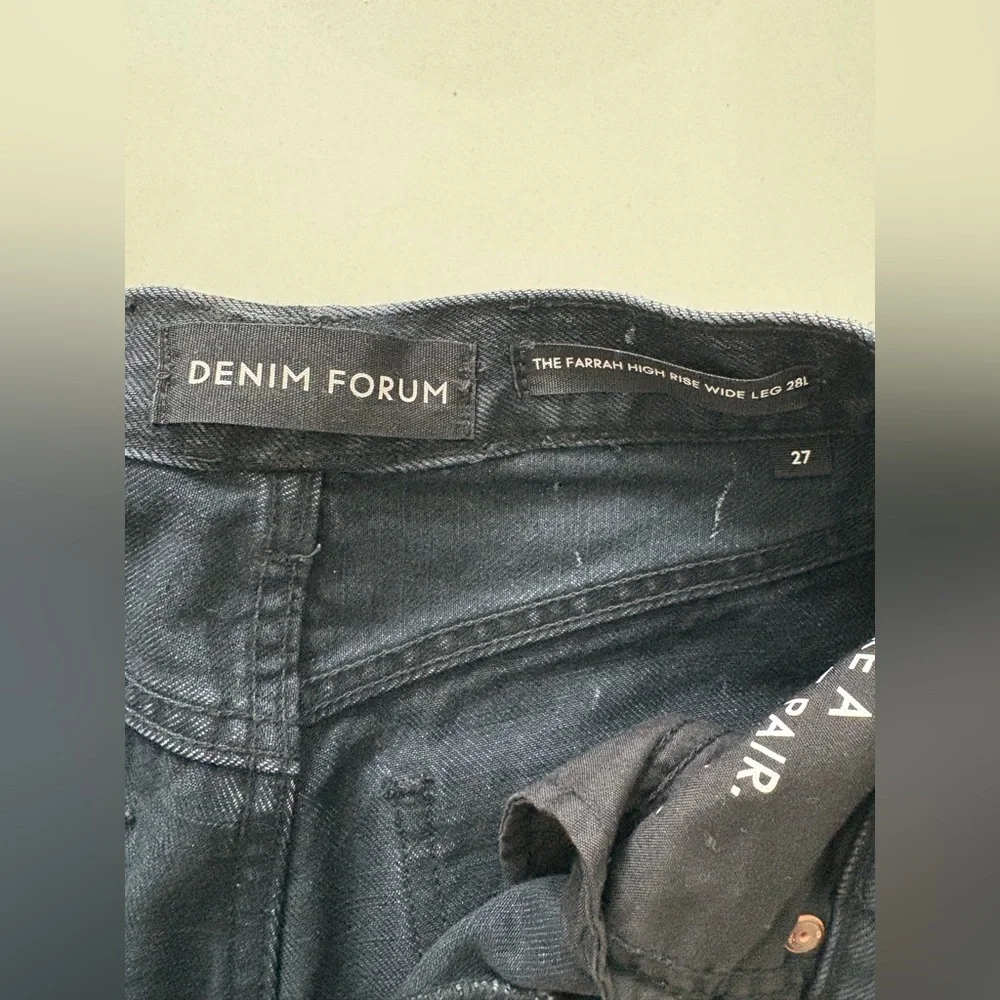 Denim Forum Aritzia Black Farrah Jeans High-Rise Wide-Leg, Size 27, LIKE NEW - Picture 2 of 4